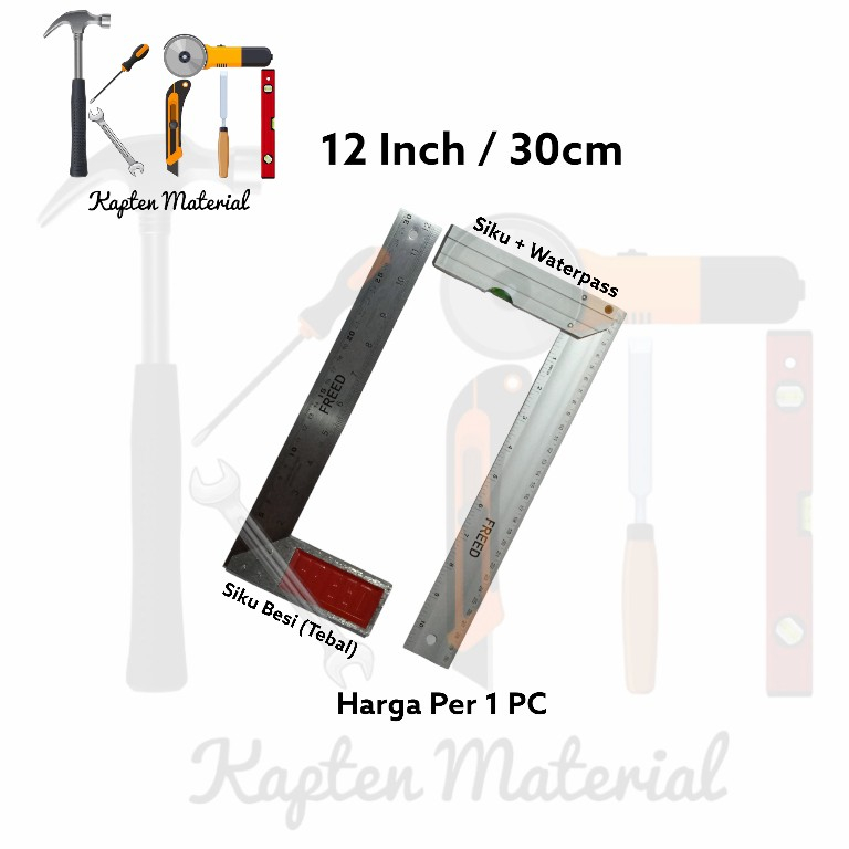 

Penggaris Ukur Sudut | Siku Tukang 30CM Alat Ukur Meteran Pasekon 12" | Kapten Material