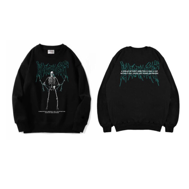 Crewneck Punishment Metal Font SN01 Black Unisex