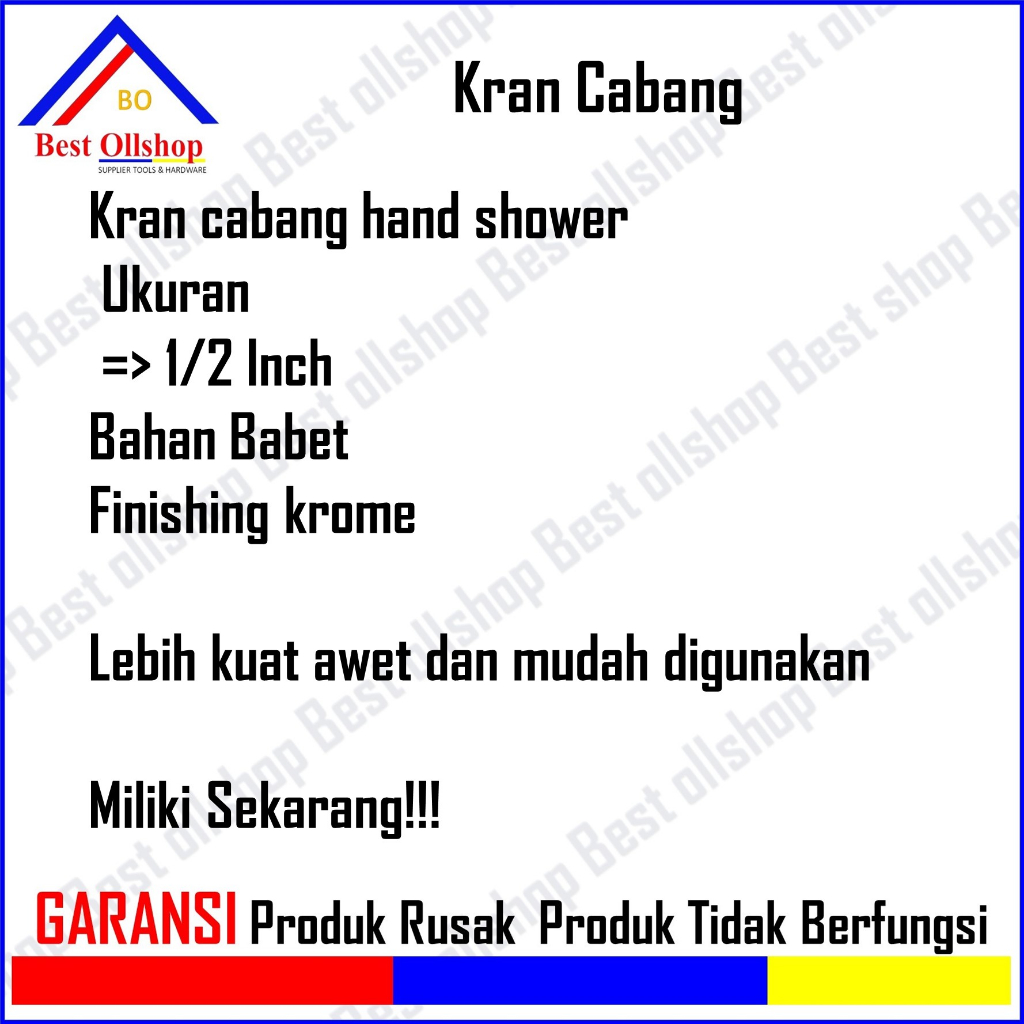 Kran Cabang Keran Double Jet Hand Shower Babet Krom 1/2 Inch Air Dobel