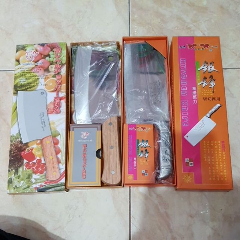 Pisau daging/Pisau golok/Pisau gagang stainless dan kayu