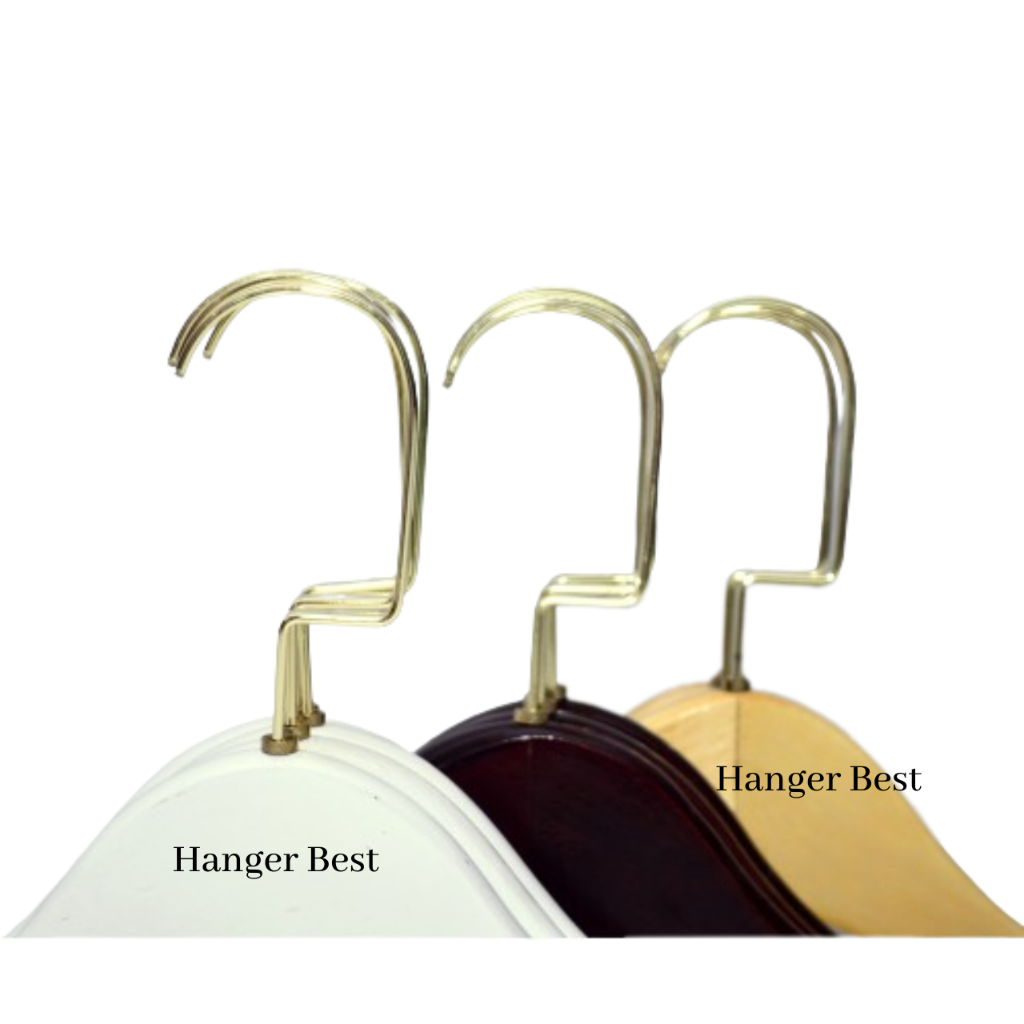 Hanger Kayu Dewasa Natural Wood Gold Hook 363 Gantungan Baju