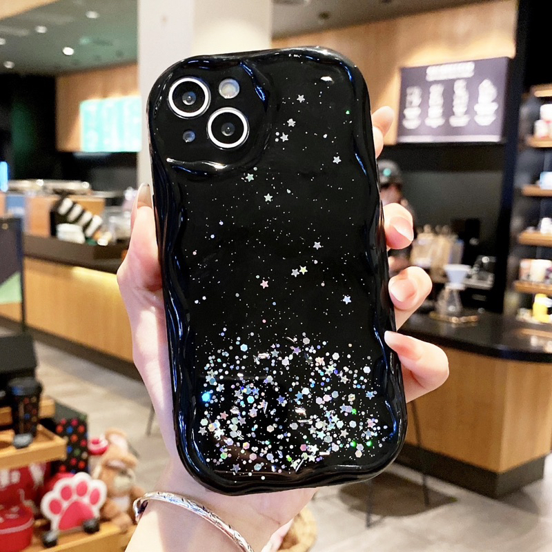 GLITTER Silicone TPU Wave Case Transparan / Pink / Black Camera Protection Iphone 14 Pro Max 14 Plus 13 Pro max 13Pro 11 11 Pro Max 12 Mini 12Pro 12PROMAX 13PROMAX 14Pro