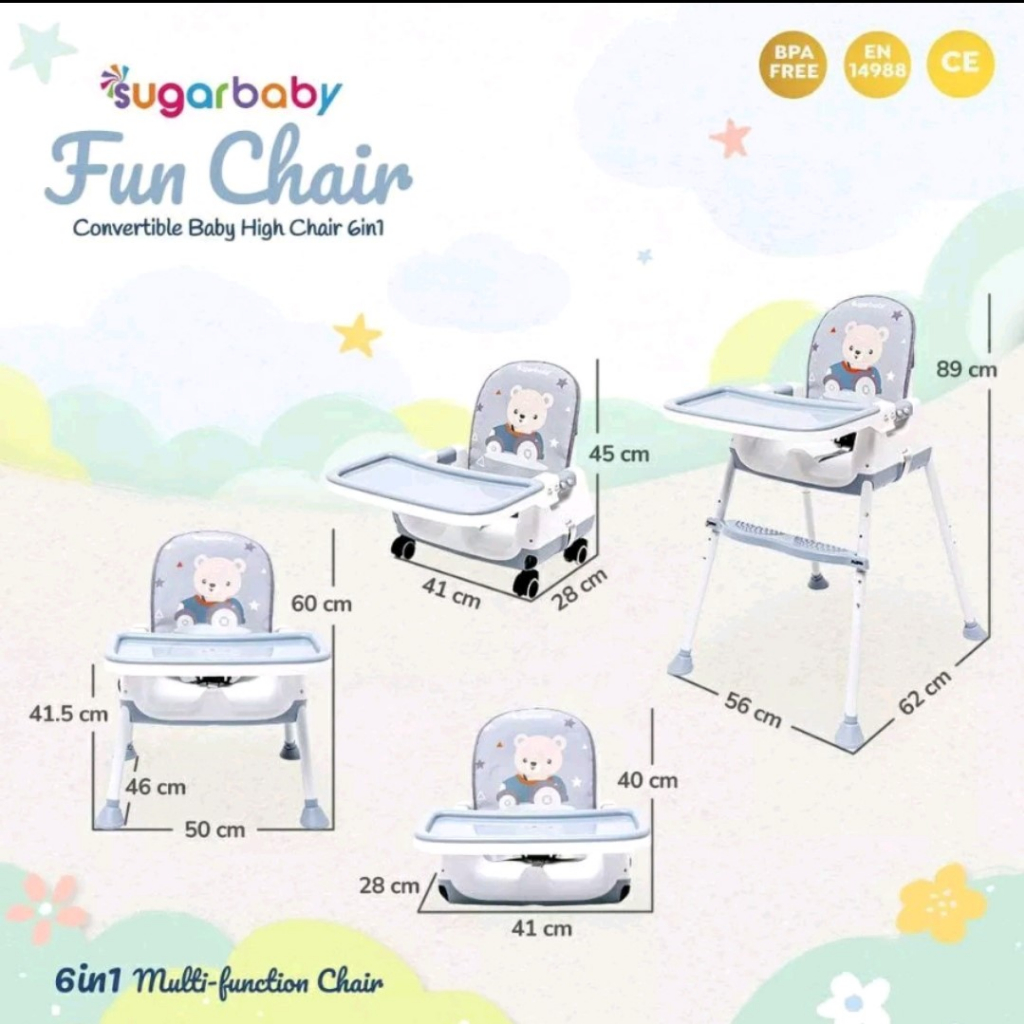 Sugar Baby Fun Chair Convertible Baby High Chair 6 in 1 Kursi Makan Bayi