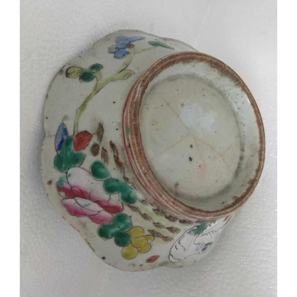 pajangan mangkok octagonal keramik cina tua original