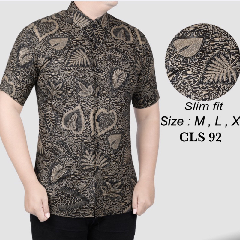 baju kemeja batik lengan pendek slimfit original