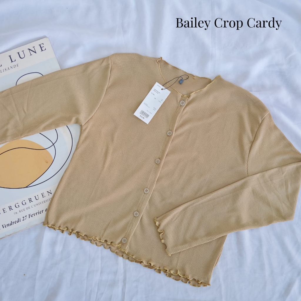 Cardigan Rajut Crop Pastelly - Bailey Curly Crop Top Korean