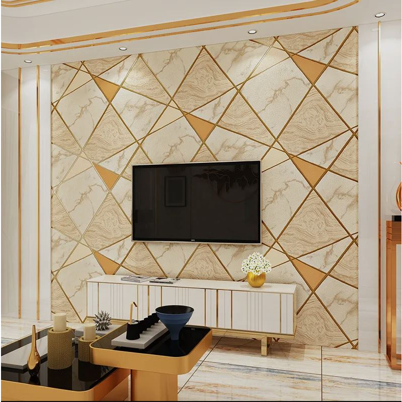 DEOS-WALLPAPER STICKER DINDING PIRAMID MARMER KERAMIK MEWAH MODERN