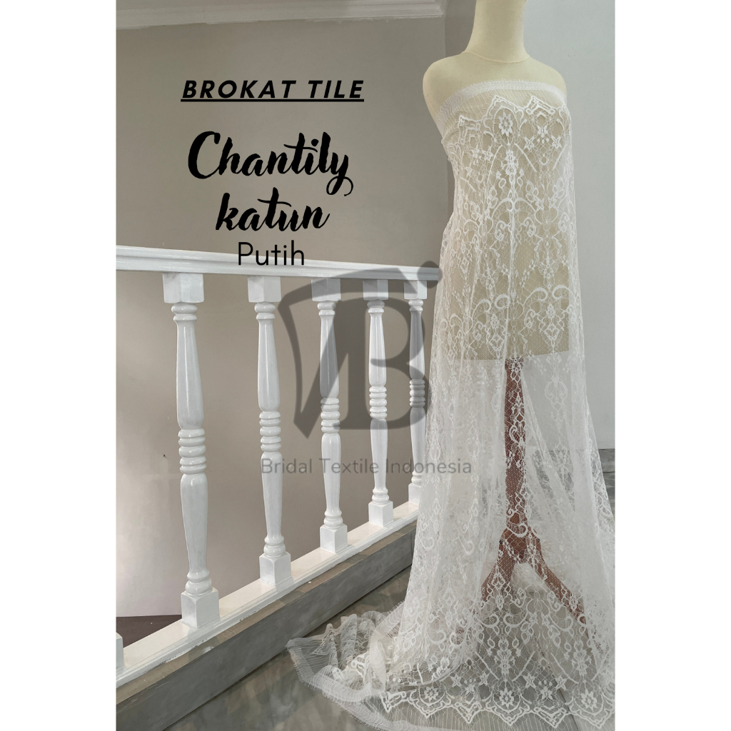 Bahan Kain Brokat Brukat Semi France Prancis Chantily Santili Lace Katun Series Kebaya Pengantin War