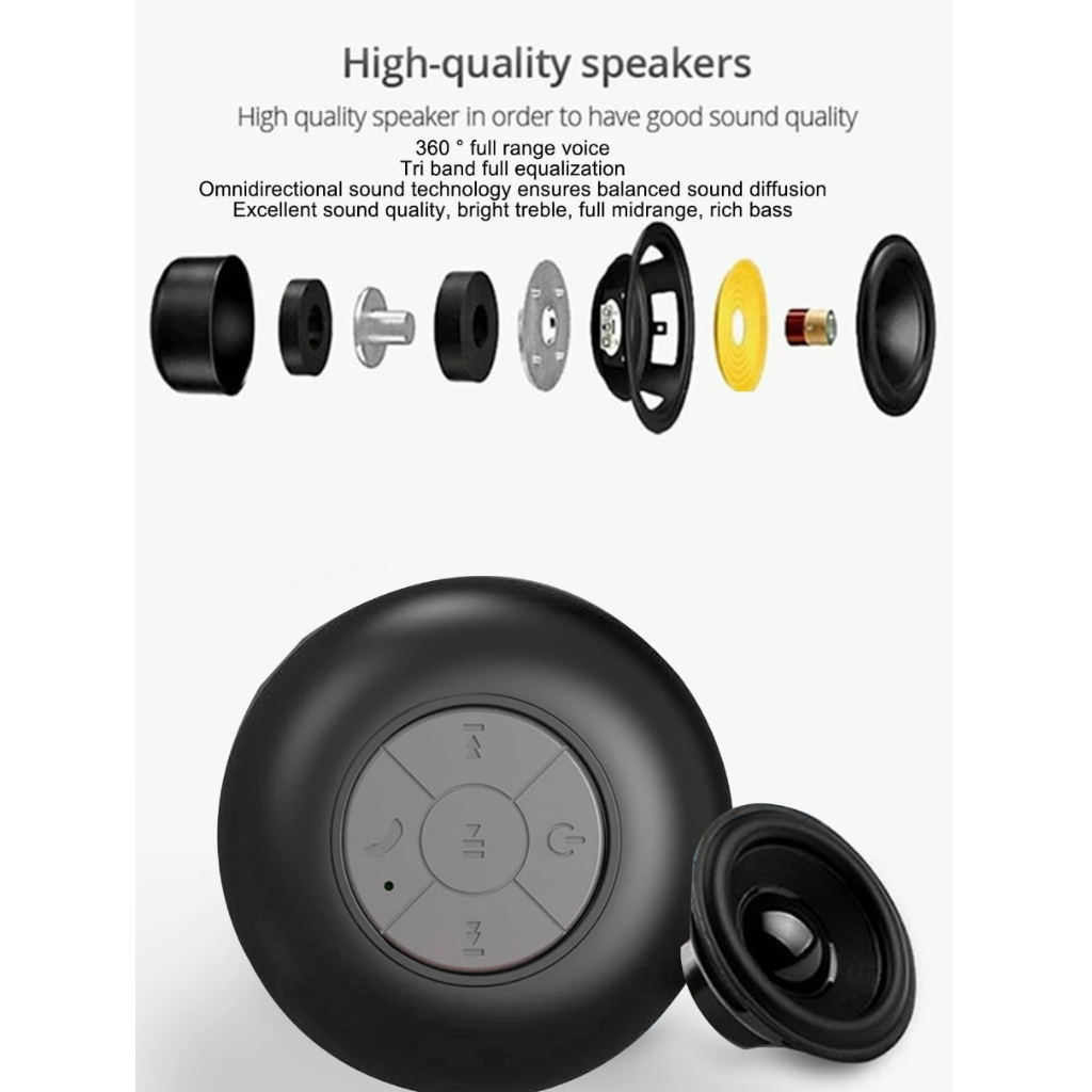 Speaker Bluetooth Waterproof Surround Sound with Suction Cup Spiker Tahan Air Port Bluetooth Berkualitas