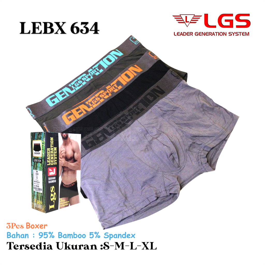 LGS Mens Underwear Premium Celana Boxer Pria LGS 634 Isi 3 Pcs