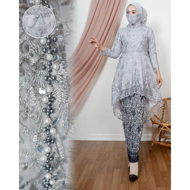 Setelan Kebaya Tunik Set Lamaran Wisuda Kondangan Lesti Kejora Elegan Furing Payet