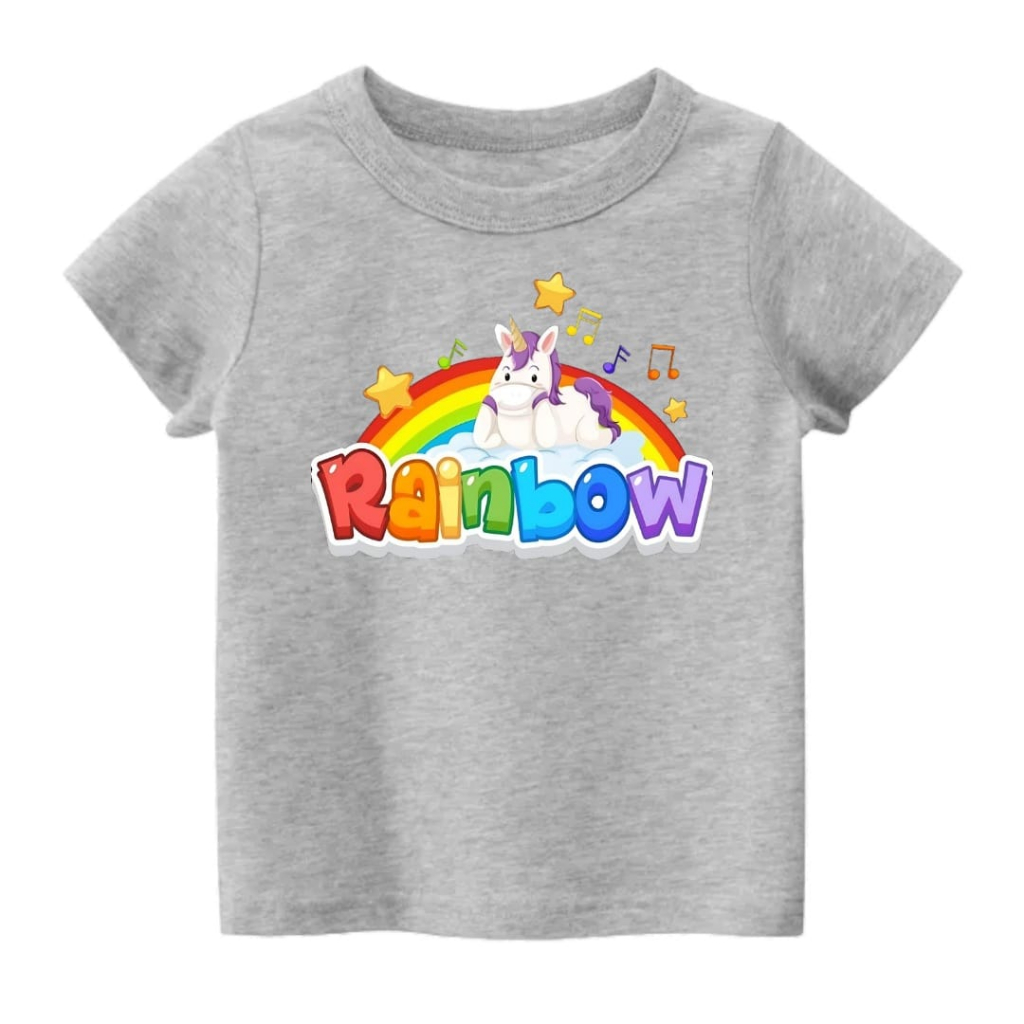 Rdkidzid Atasan Baju Kaus Lengan Pendek Anak Perempuan Motif Pony Rainbow