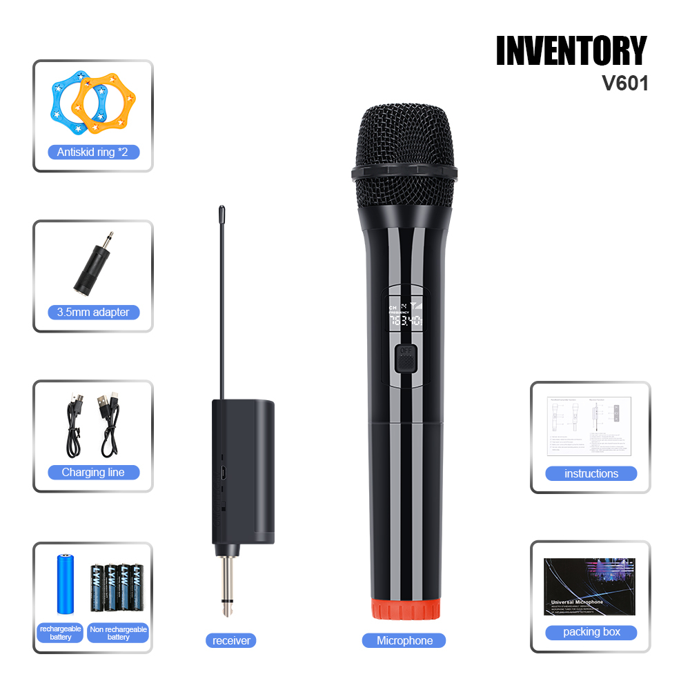 V601/V602 mikrofon nirkabelmikrofon genggam UHF FM Pasang danmainkan Peralatan Bernyanyi PeralatanAudio Hiburan Rumah