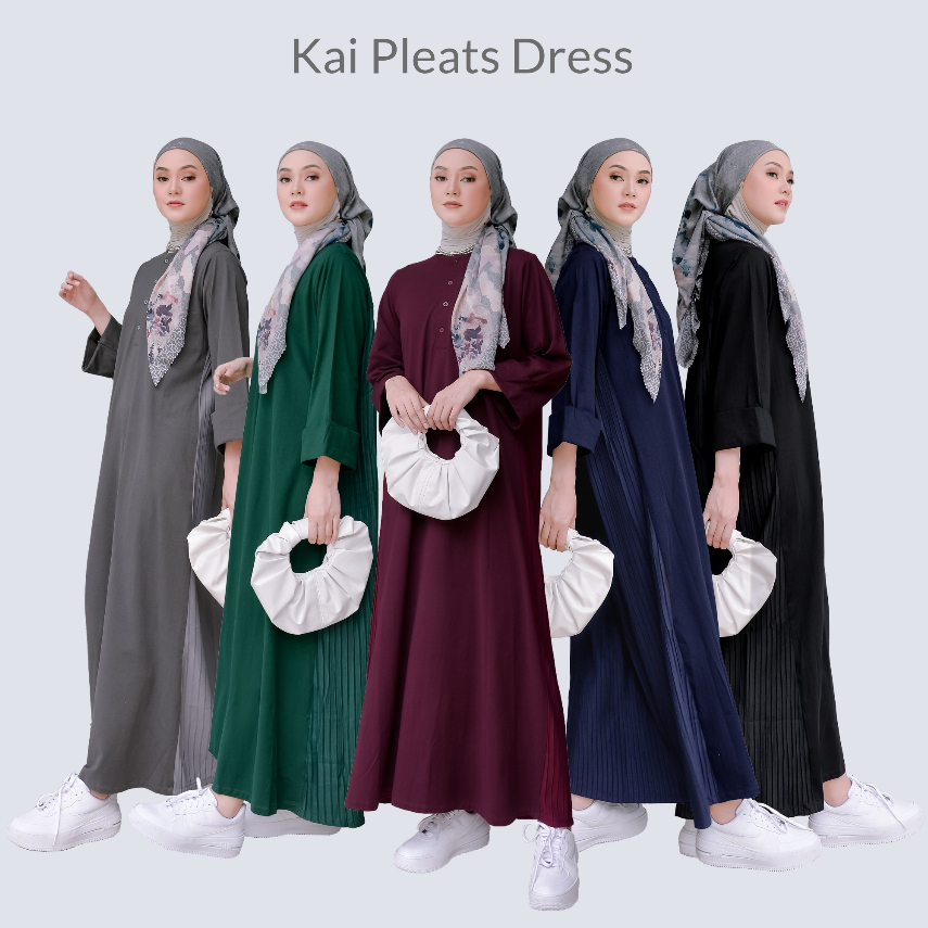 NUNA Kai Pleats Dress | gamis wanita polos busui