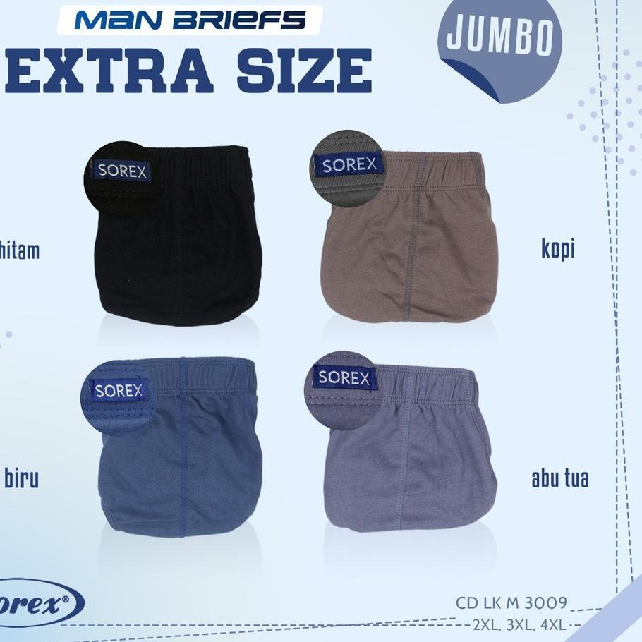 CD SOREX PRIA EXTRA SIZE LK M 3009 | Celana Dalam Pria Ukuran Jumbo 1 Box Isi 3