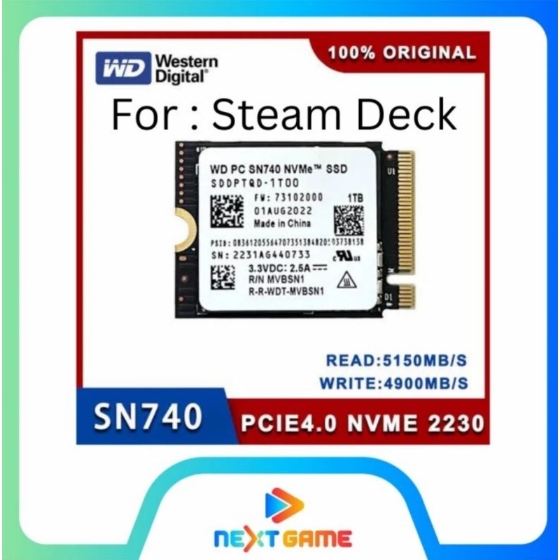 SSD NVMe 2230 WD SN740 for Steam Deck