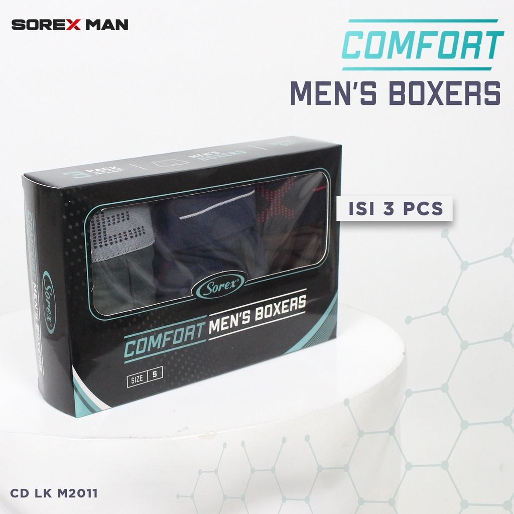 CD Sorex Comfort Men’s Boxer LK M 2011 | Celana Dalam Pria Boxer Katun Super Soft 1 Box Isi 3