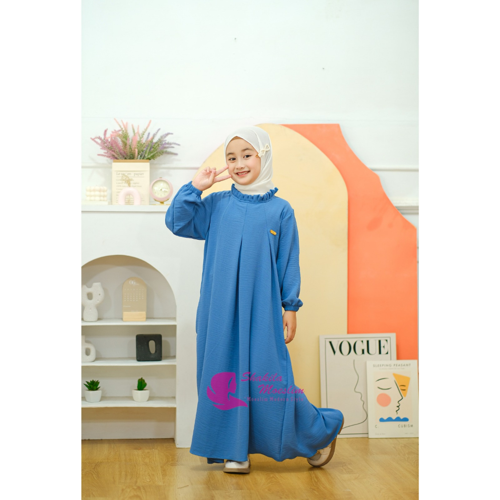 Gamis Anak Motif Polos Dress Termurah - Bahan Crinkel Airflow Premium - Best Seller Bisa COD