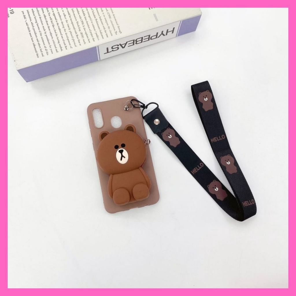 CASE REDMI 4A DOMPET KARTUN LUCU + TALI GANTUNGAN
