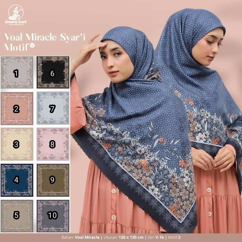 Segiempat Syari Voal Miracle Motif 130x130 Jilbab Umama Kerudung Hijab Segi4