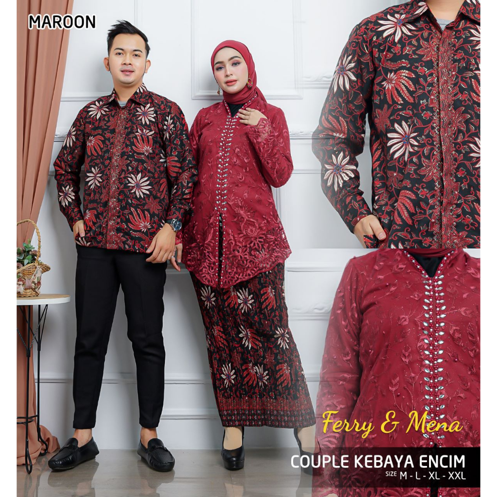 Couple Kebaya Encim Payet Modern / Kebaya Couple Lamaran / Couple Kebaya Tunangan / Kebaya Busui / Kebaya Payet Modern / Couple Kebaya dan Baju Batik