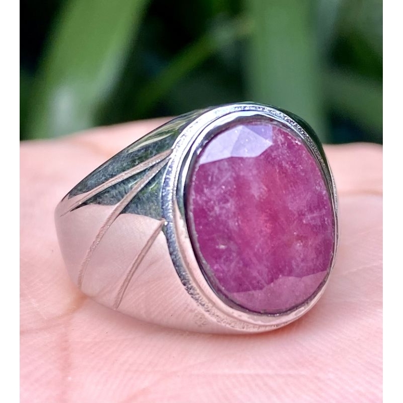 Cincin Batu Akik Natural Ruby Ring Titanium