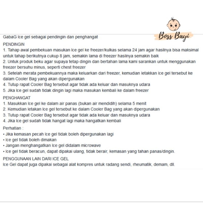 GABAG Ice Gel Pack 500ml / Icegel Es Pedingin / Hot &amp; Cold Gel Pack 200gram | 500gram