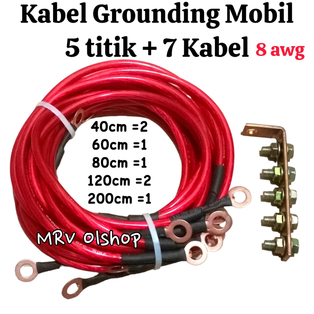 5 Titik Ground Wire Kit Kabel Grounding Mobil 8 AWG