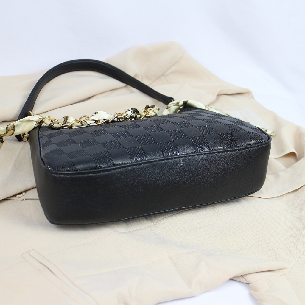 Luna Aura Tas Selempang Bahu Wanita Vintage Rantai Syal Full Emboss 5 motif Black Series Tas Wanita Kekinian Tas Pesta Tas Wanita ootd