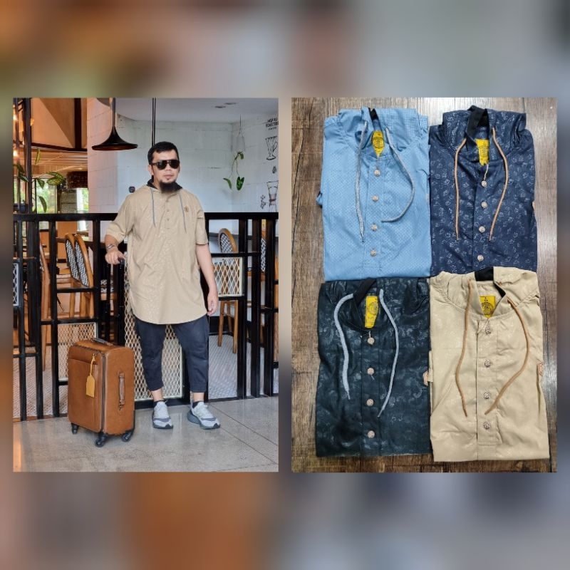 Kurta Pria Hoodie Traveling Pendek Al Amwa