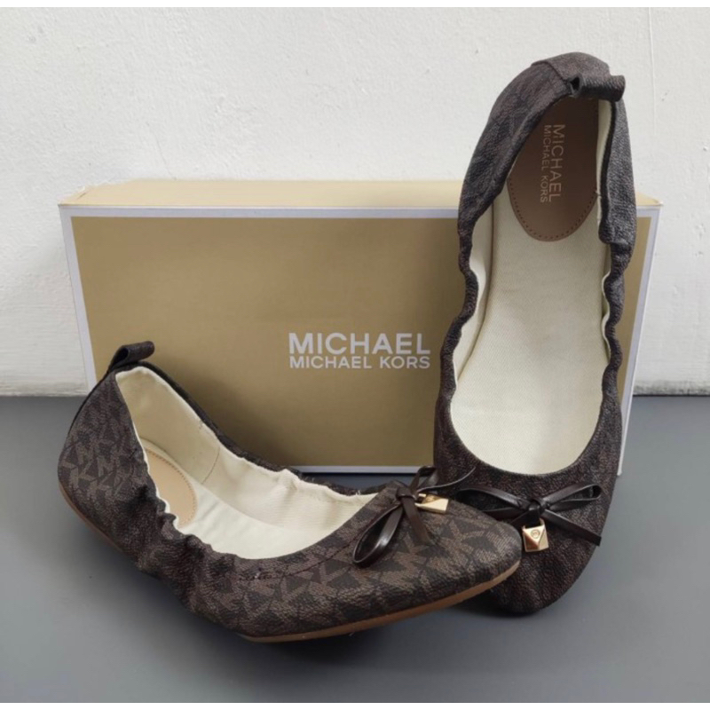 Michael Kors Juliette Signature Brown Ballet Shoes / Flatshoes / Sepatu Wanita