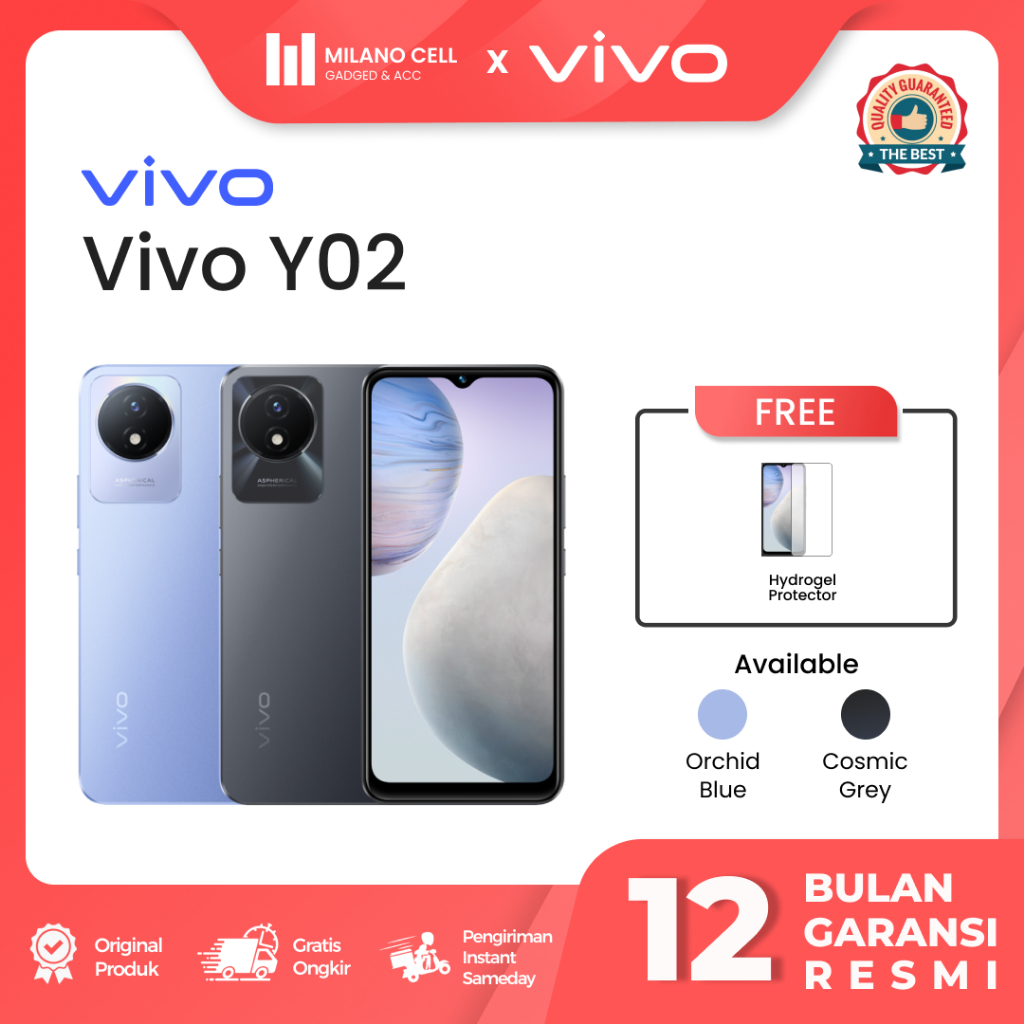 Vivo Y02 3/32GB | Android 12 | Octa Core | 5000mAh | Garansi Resmi