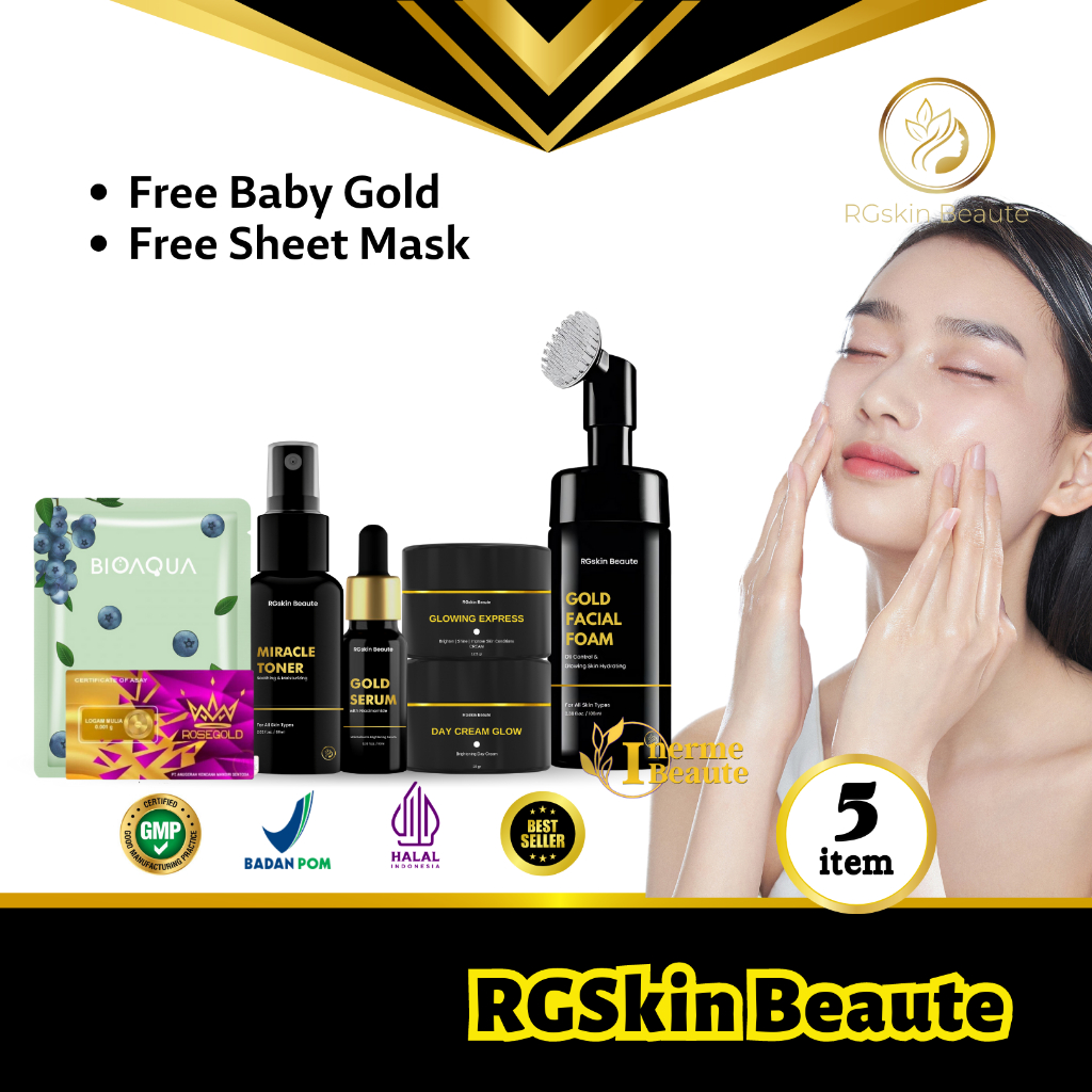 RGskin Beaute Skincare Paket Glowing Skin All Varian Series Pelicin Wajah Glowing Express | Cream Wajah Glowing