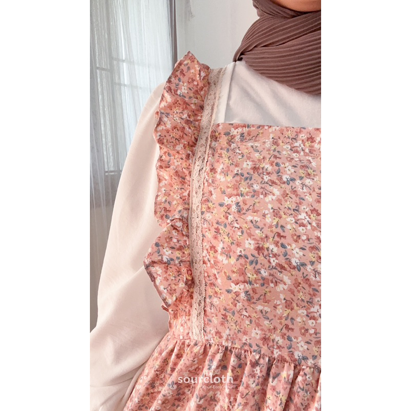 EDORA DRESS - Gamis Motif Bunga Vintage Syar'i