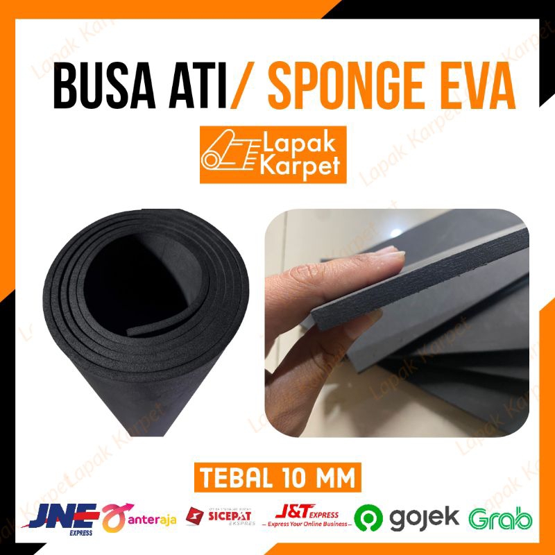busa eva 10mm / sponge ati 1 cm / busa hati hitam 25x25 cm