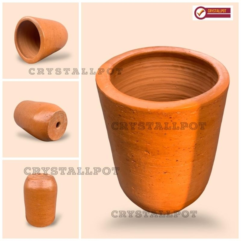 POT BUNGA TANAMAN GERABAH TANAH LIAT KAPSUL TINGGI TERRACOTTA POLOS D22 T30 - KAPSUL TERRACOTTA