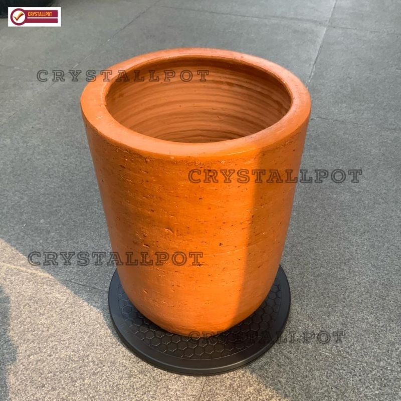 POT BUNGA TANAMAN GERABAH TANAH LIAT KAPSUL TINGGI TERRACOTTA POLOS D22 T30 - KAPSUL TERRACOTTA