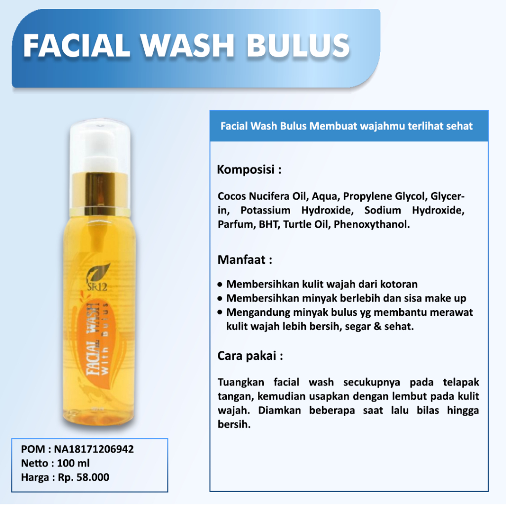 FACIAL WASH GREENTEA SR12 BPOM / MENCERAHKAN WAJAH / SABUN KULIT BERMINYAK BERJERAWAT SENSITIF / saudagarsr12