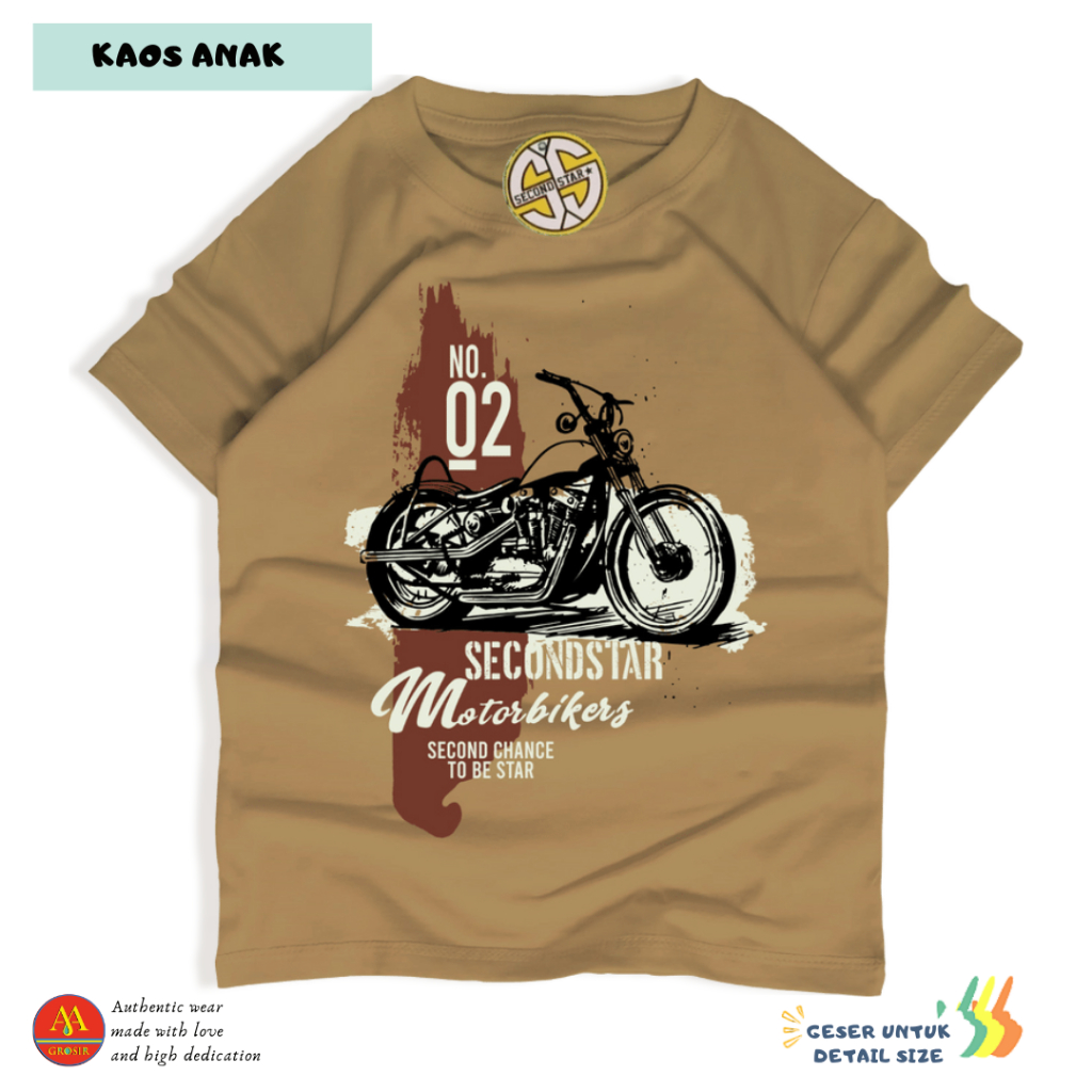 Secondstar Baju Kaos Distro Anak Laki laki Perempuan Premium Umur 1-12 Tahun Bahan Cotton -AMR163