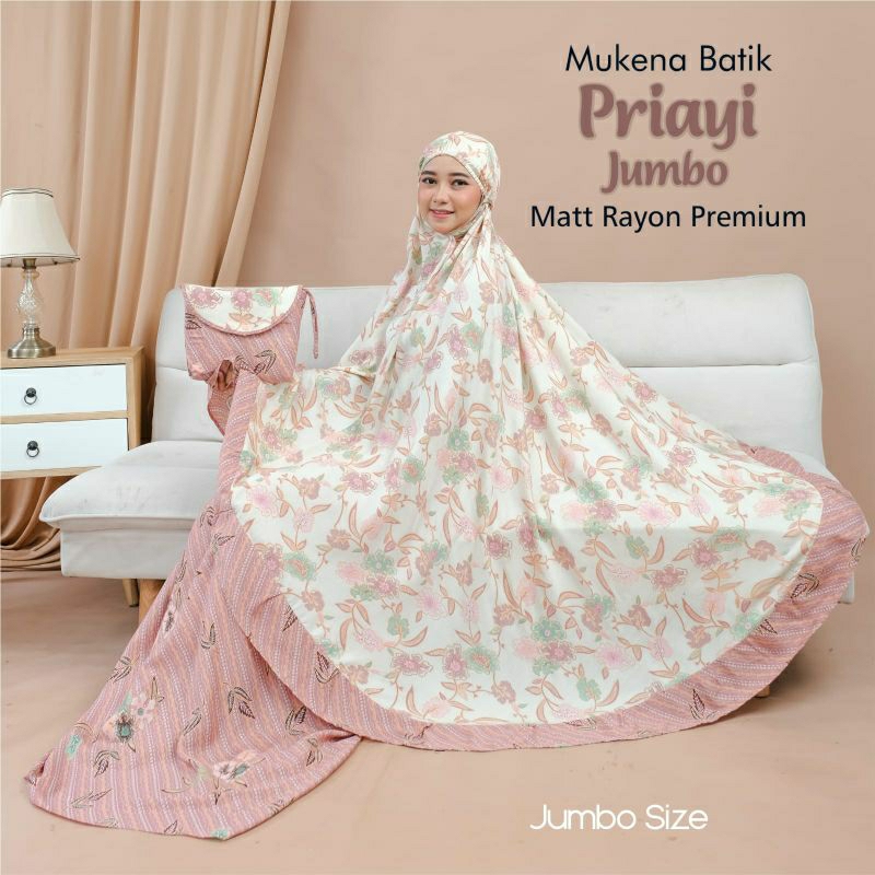 (RATU AYU) Mukena Dewasa Batik Priayi Rayon Premium Size Jumbo