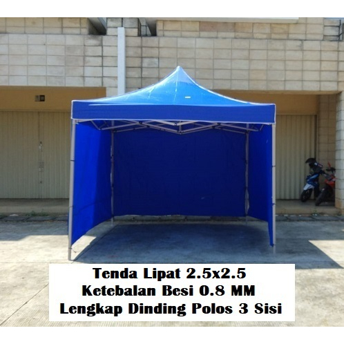 Tenda Lipat Ukuran 2.5x2.5 Besi Premium Lengkap Dinding Polos 3 Sisi