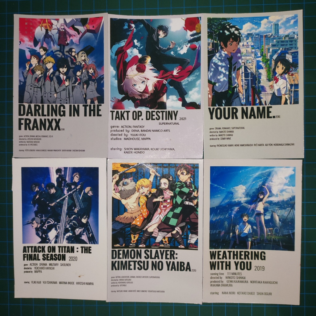 Poster Dinding Anime Polaroid Aesthetic - Attack on titan - Demon slayer - Blue lock - Jujutsu kaise