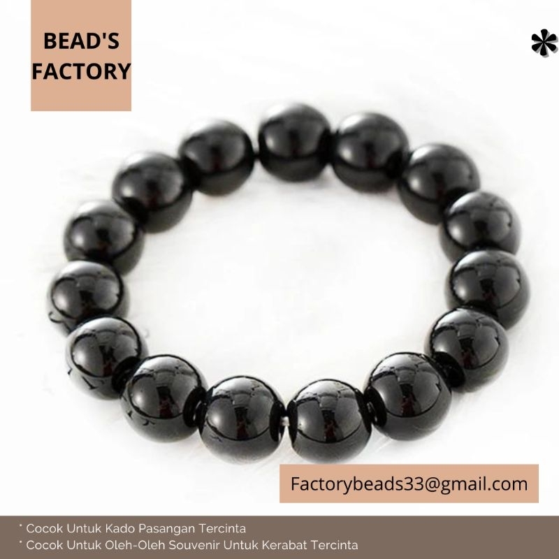 Gelang Tiger eyes Batu Alam 12mm 14mm Black Onyx