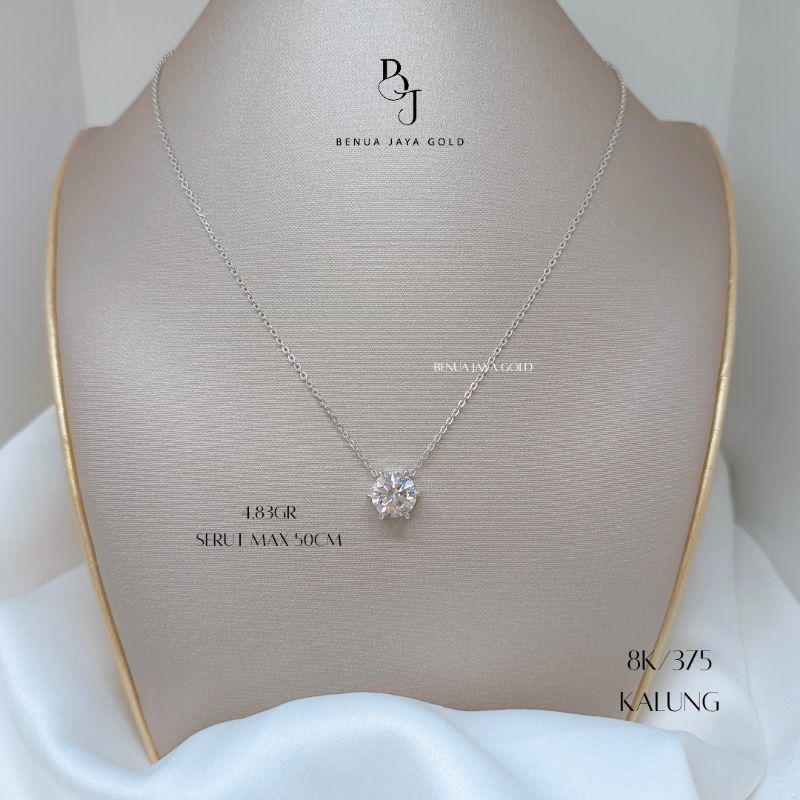 Kalung Serut Nagita Solitaire Emas Putih 8K/375
