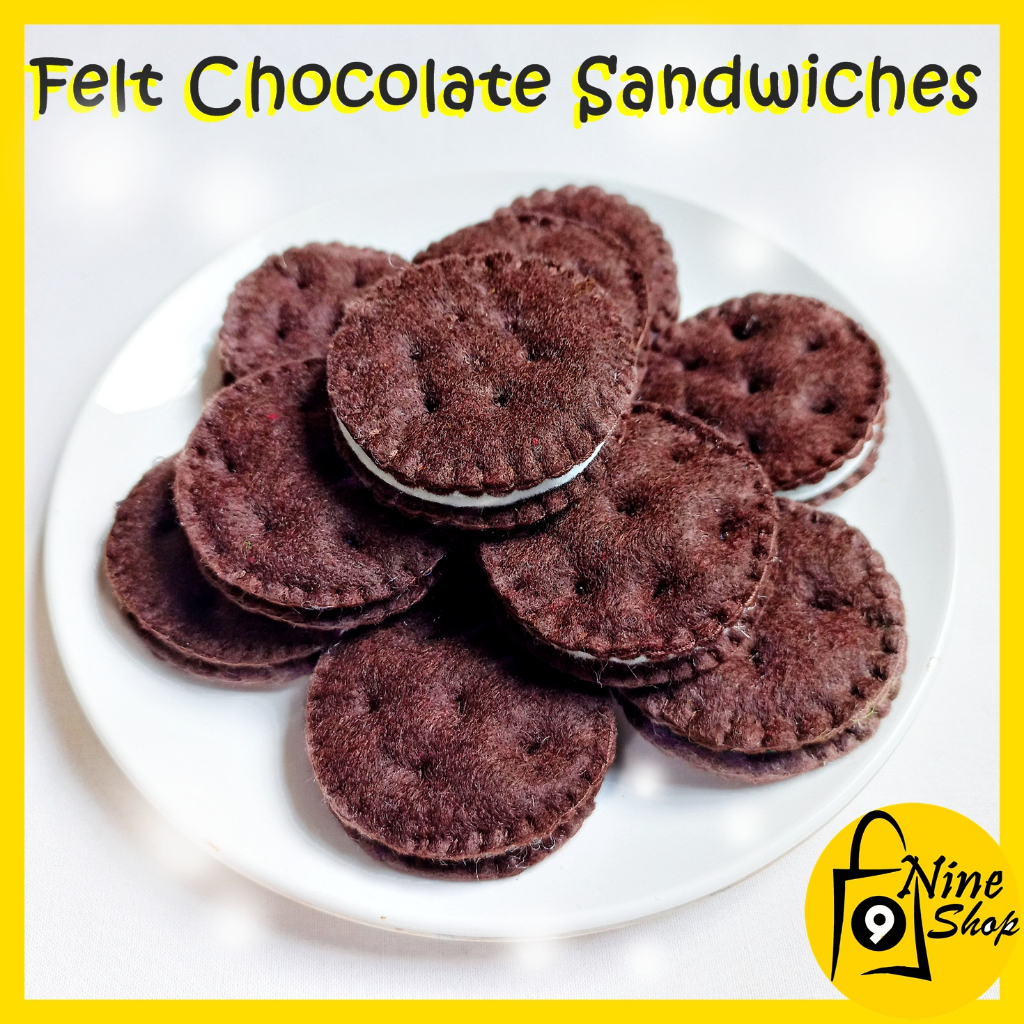 Felt Chocolate Sandwiches / Felt Pretend Play Food / Felt Oreo Cookies