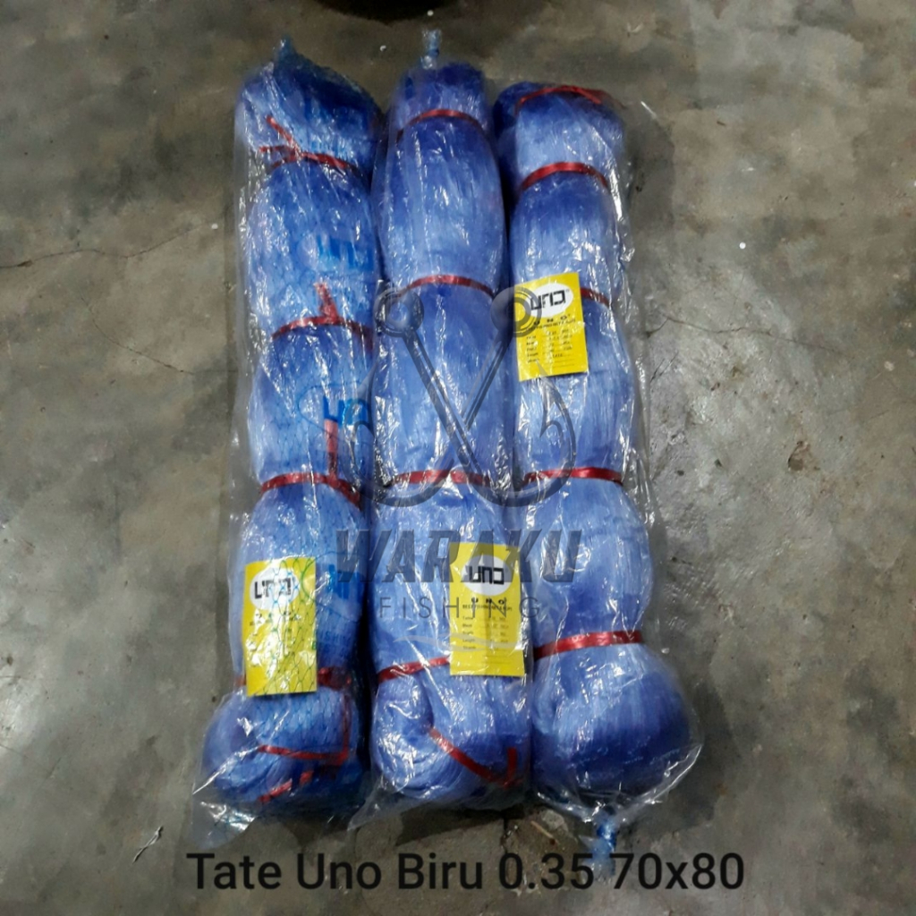 Pukat Senar BIRU UNO 0.35 Lubang 3-1/2 inch / 4 inch / 4-1/2 inch 70x80 TATE