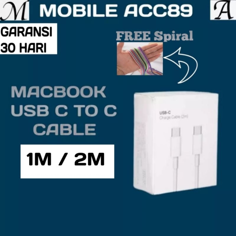 Macbook USB-C Charge CABLE 1M / 2METER Kabel MacBook AIR PRO M1 M2 l-PAD  Type C To Type-C Fast charging Data kabel MacBook