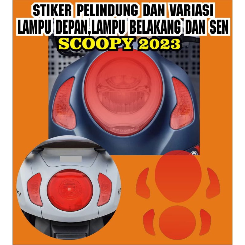 stiker cutting variasi pelindung speedometer,sen,lampu depan,lampu belakang motor Scoopy baru