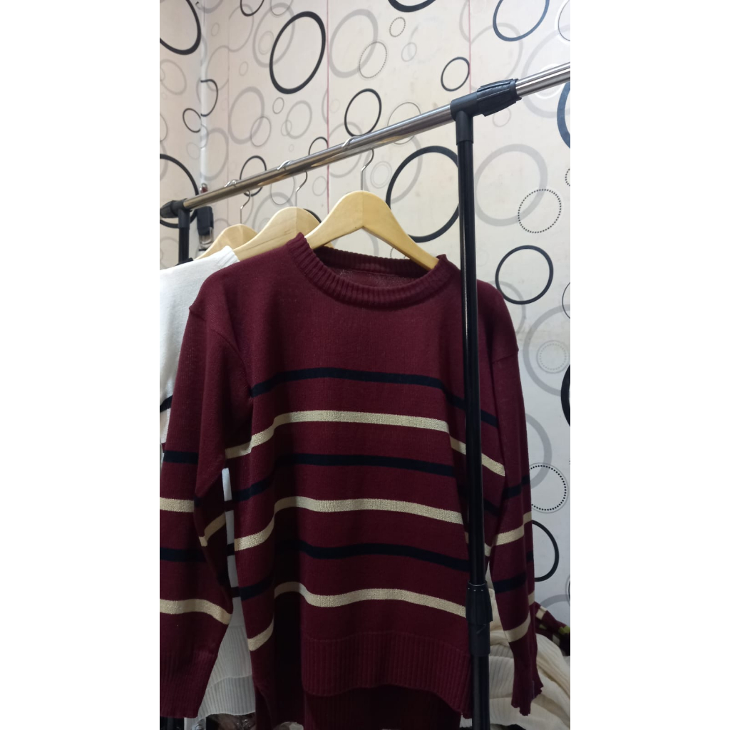 DC_ Sweater Grace-Fullover Striped / Sweater Korea / Sweater Rajut Wanita /Atasan wanita