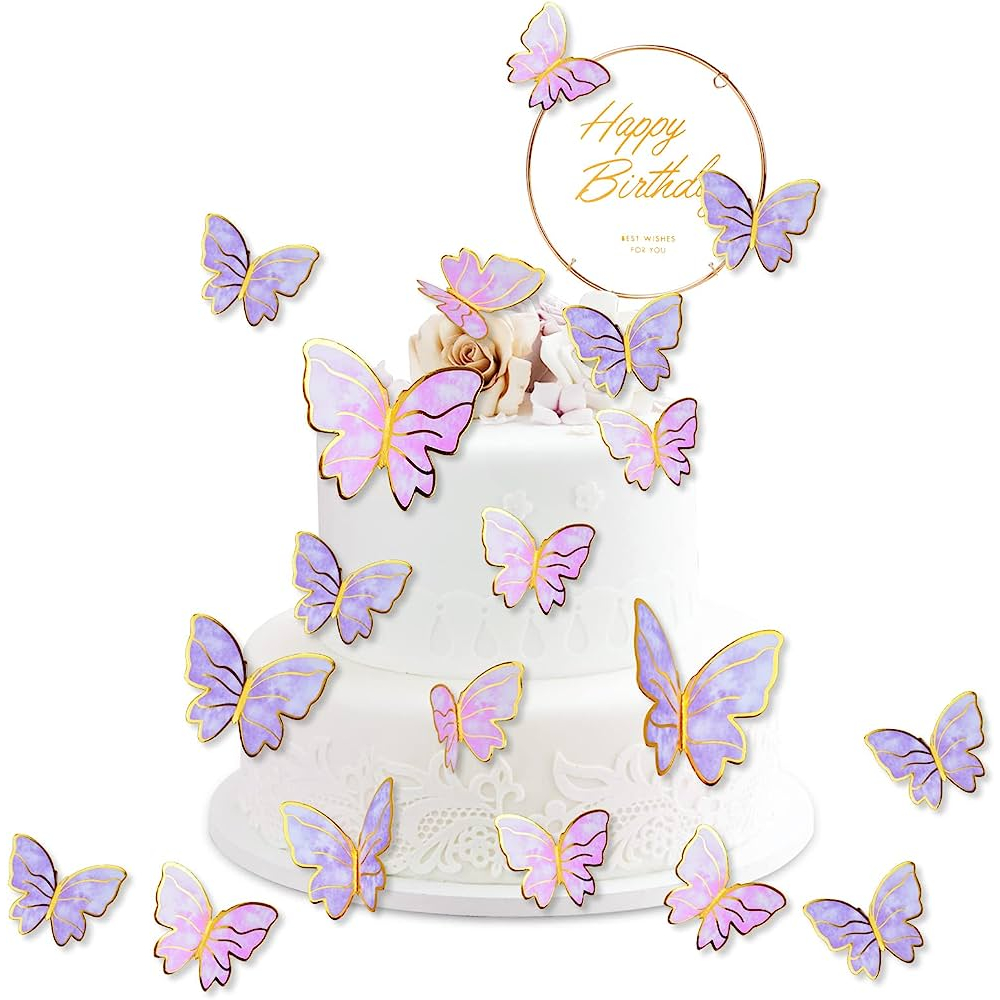 

[10 pcs / 11pcs] Topper Sticker Kupu-Kupu Pink Purple Blue Orange Yellow Gold Silver Butterfly Cake hiasan dekorasi pesta rumah butterfly topper cake hiasan kue butterfly